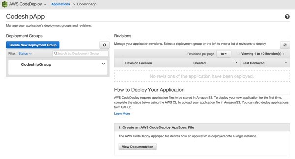 Codeship AWS Code Deployment Group