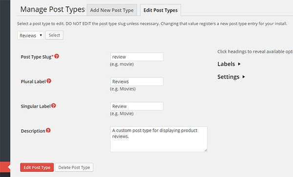 Creating a custom post type in Custom Post Type UI