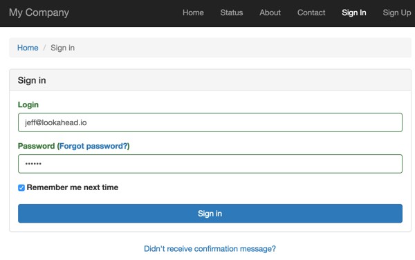 Yii2-User Sign In Form