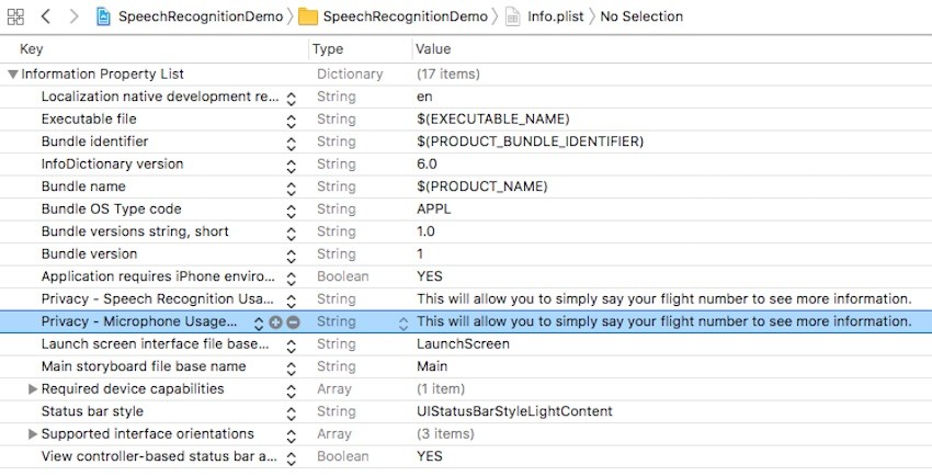 New row explaining why we need to access the microphone