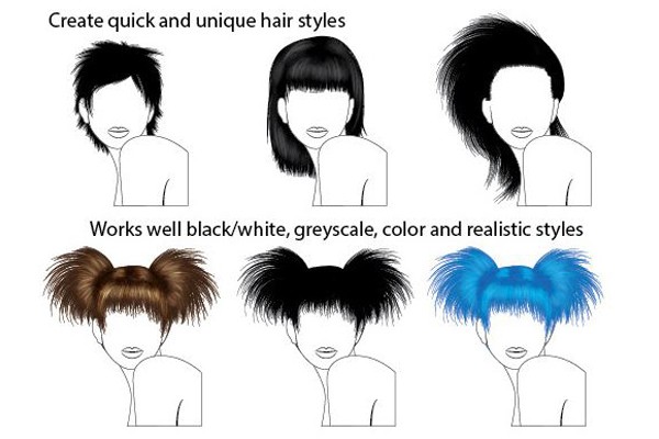 Easy Hair Brushes for Adobe Illustrator