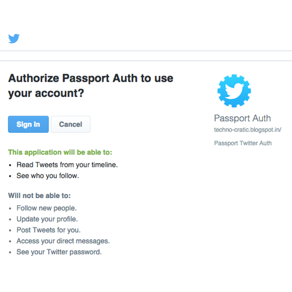Twitter Auth - Grant Permissions