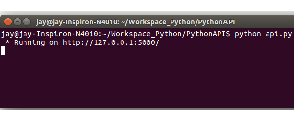 Python API running on localhost port 5000