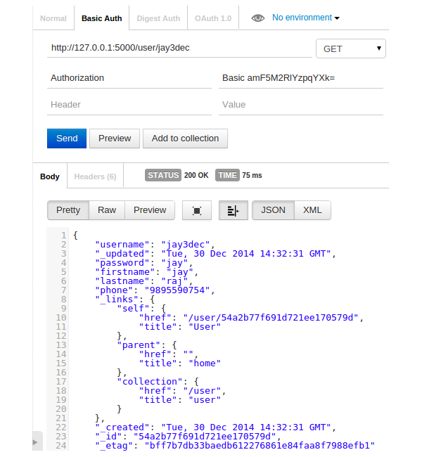 Validate User API response