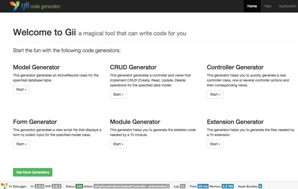 Yiis Gii Scaffolding Generator