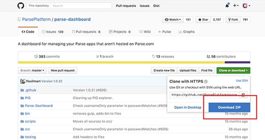 Download Parse Dashboard Repo