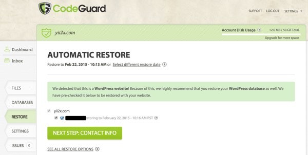 CodeGuard Automatic Restore