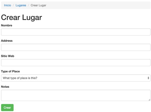 Meeting Planner I18n Spanish Create a Place Form