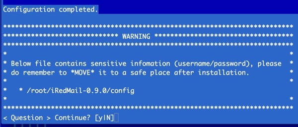 iRedMail Installation Configuration Complete