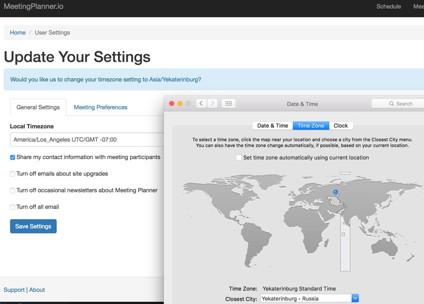 Building Your Startup Timezone Detection - Update Your Settings with Timezone Detection Popup