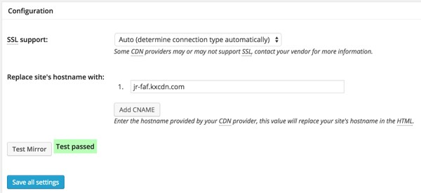 KeyCDN with W3TC Zone Configuration