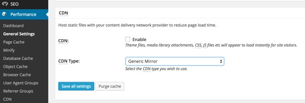 KeyCDN with W3TC General Settings