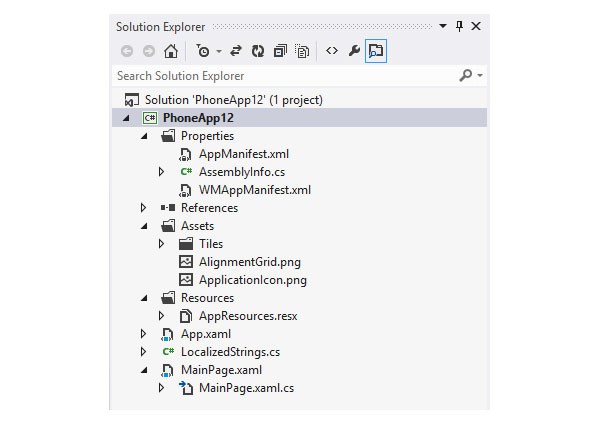 Structure of a Standard Windows Phone Project