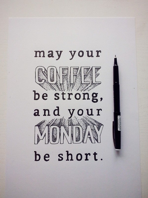 Monday coffee hand-lettering piece by Catherine Dawes