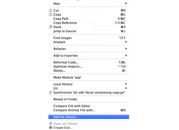 Android Studio File menu - Add As Library option