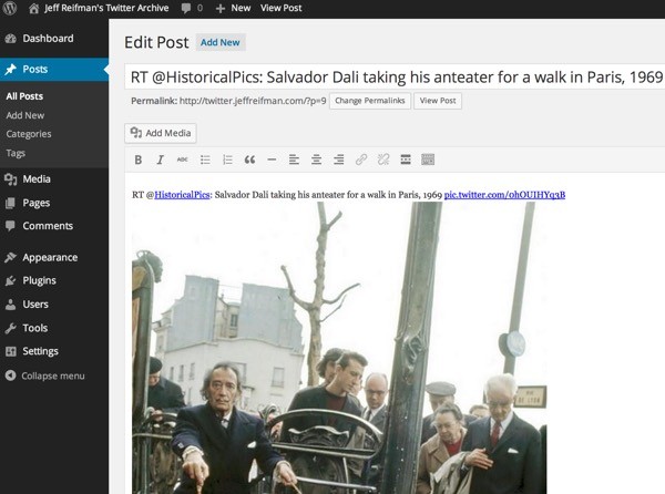 Twitter Archive Generated WordPress Posts