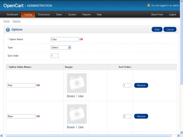 Select Type of Option