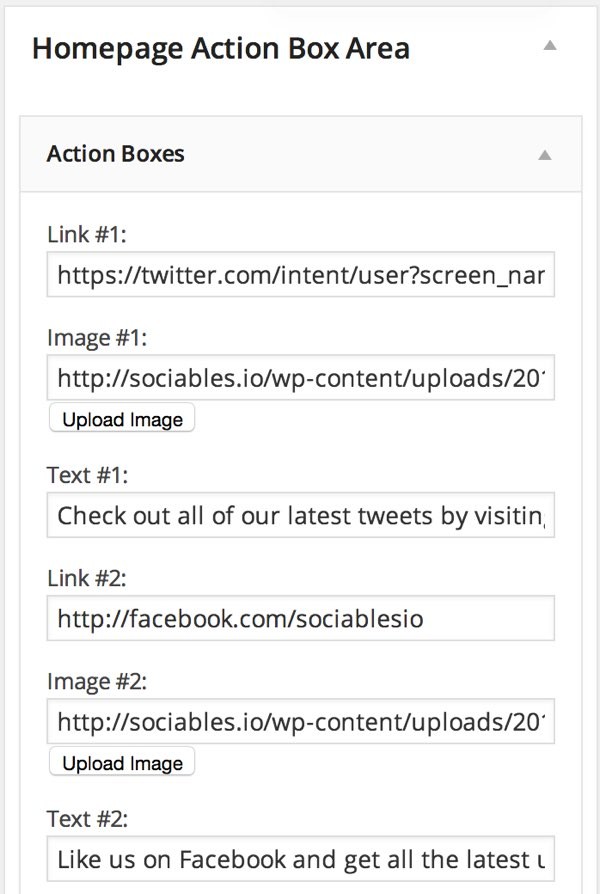 Settings for Action Boxes