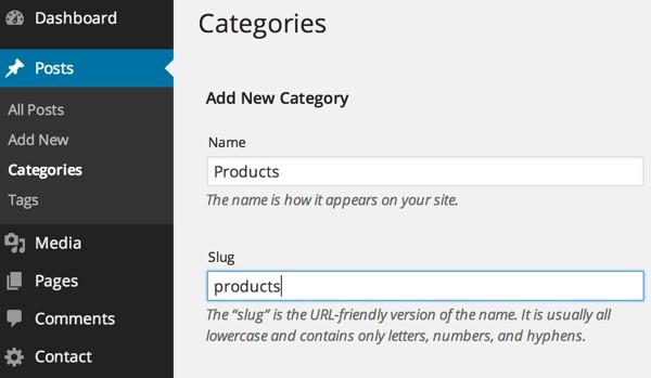 Add a category to WordPress