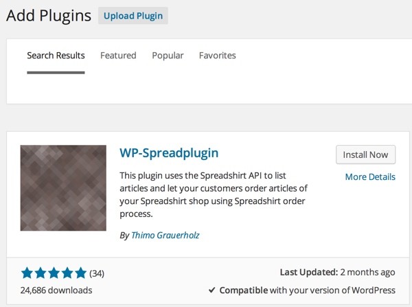 Install the Spreadplugin for Spreadshirt