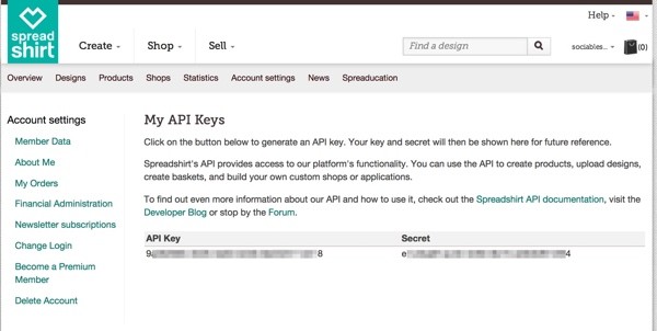 Get Your API Keys - Spreadshirt