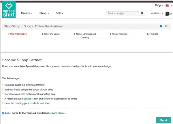 Create a shop at Spreadshirt