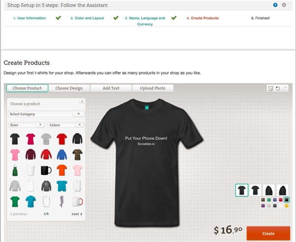 Create Design Sample at Spreadshirt