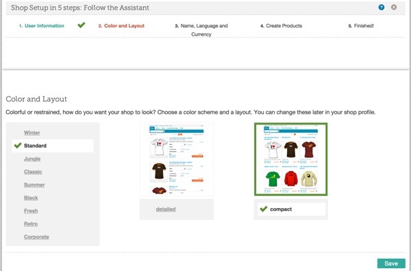 Choose Color and Layout of Shop at Spreadshirt