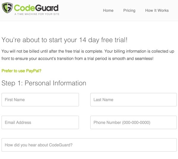 CodeGuard Sign Up