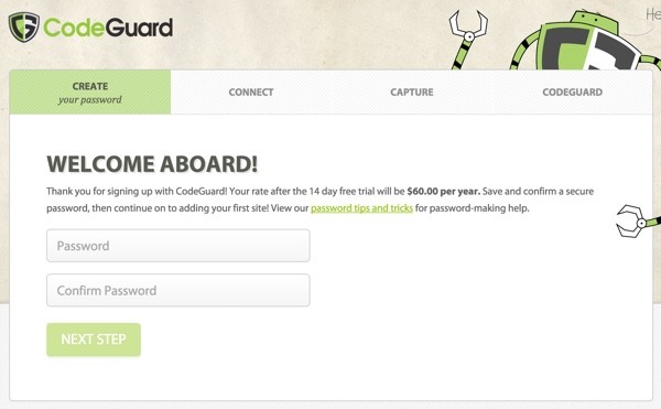 CodeGuard Sign Up Set Password