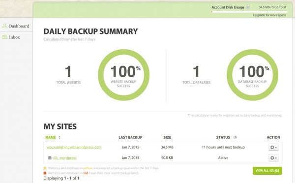 CodeGuard Daily Backup Summary