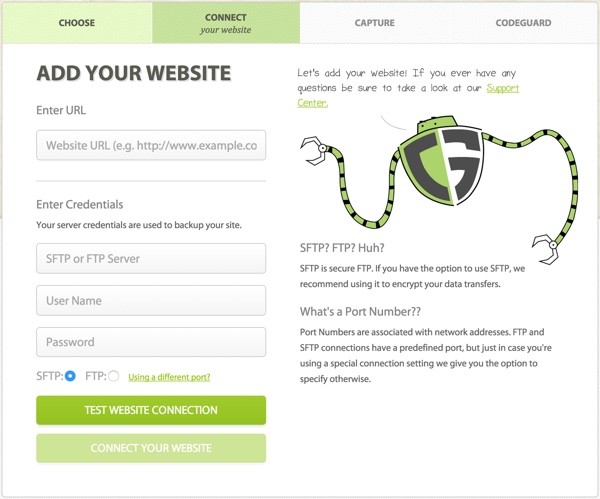 CodeGuard Add Your Website