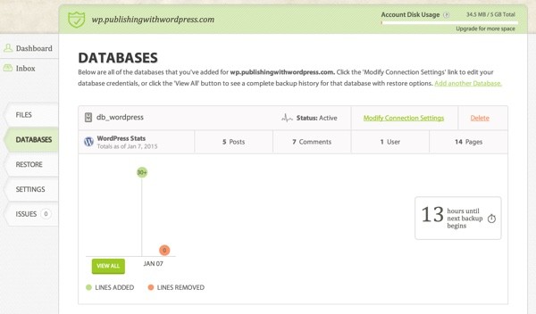 CodeGuard Databases Panel