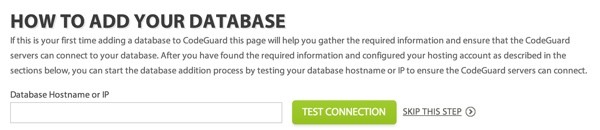 CodeGuard How to Add a Database