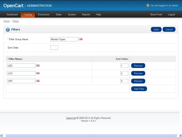 Create Filter-Group and Filters