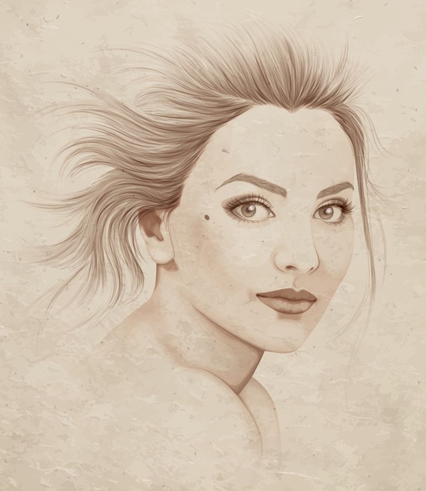 Monochrome portrait by Sharon Milne from Advanced Vector Portraits