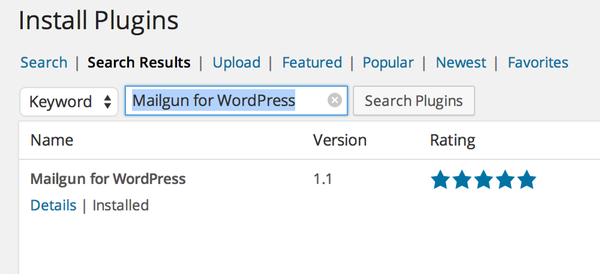 Search for Mailgun for WordPress in the Plugin directory