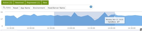 Stackify Errors and Logs Visual Select Time Range Filter