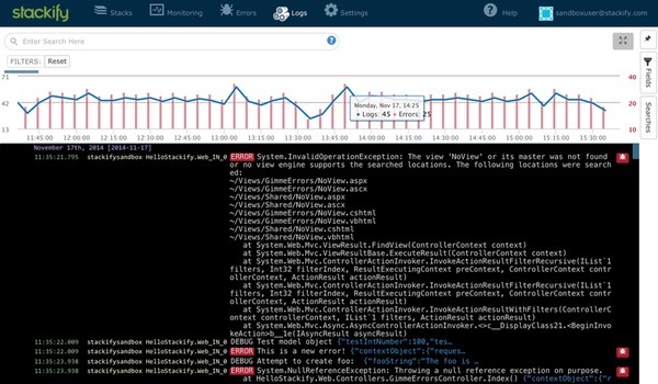 Stackify Logs View