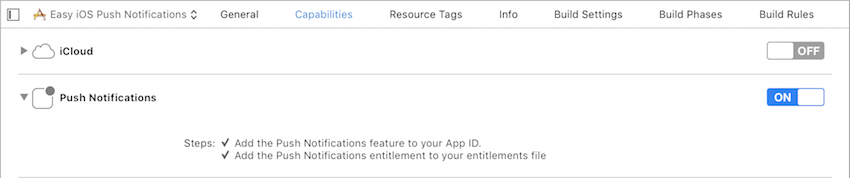 Push Notifications Entitlements