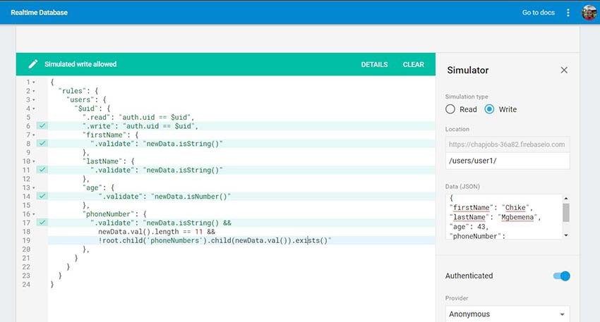 Firebase Simulator