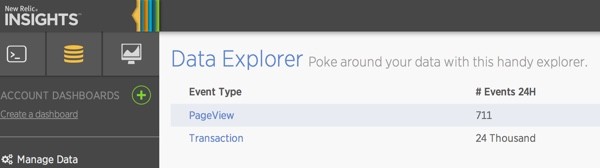 New Relic Insights Data Explorer