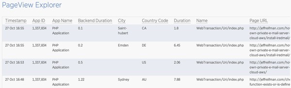 New Relic Insights Page View Explorer