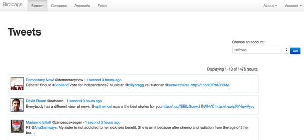 Birdcage statuses home_timeline via Twitter API