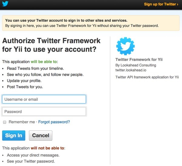 Twitter OAuth Challenge Screen