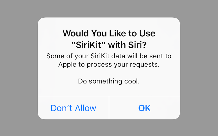 Alert that asks permission to access Siri