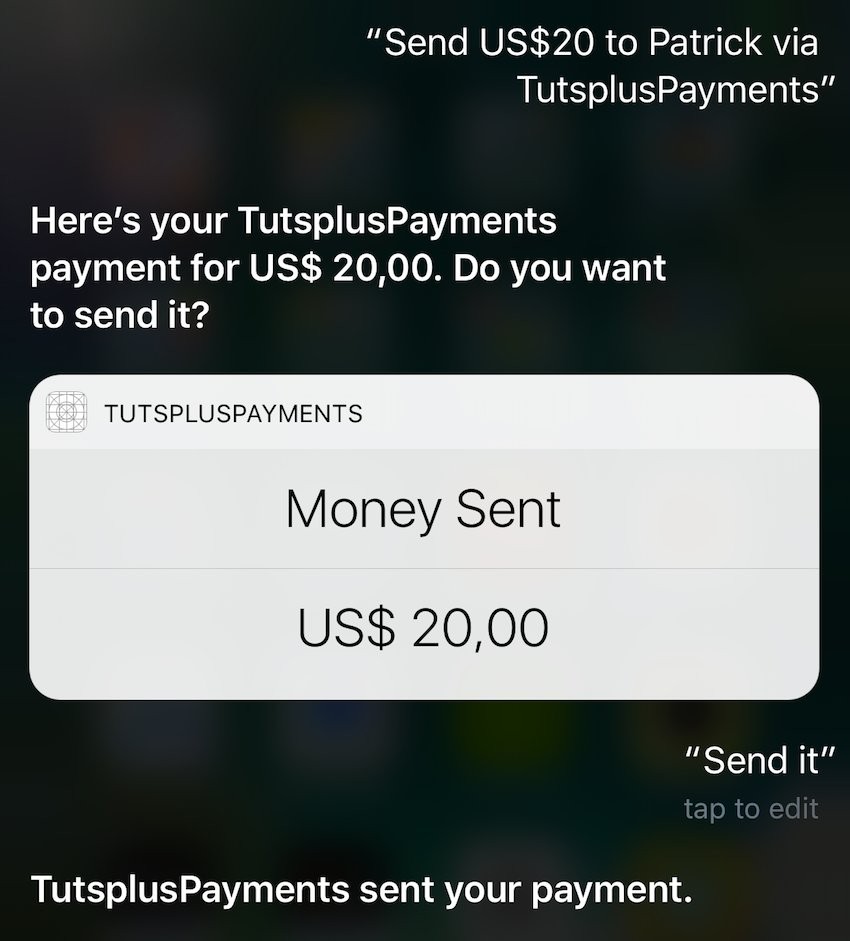 First successful payment via Siri