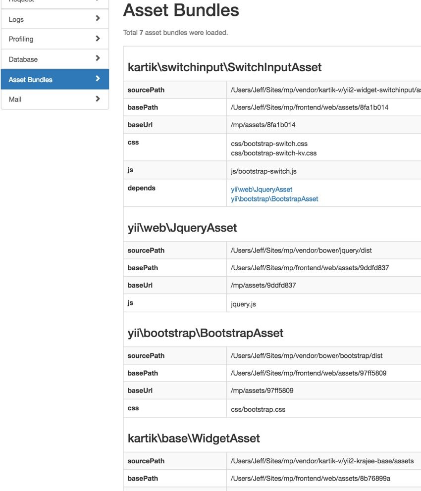 Programming Yii - Debugger Asset Bundles in Use