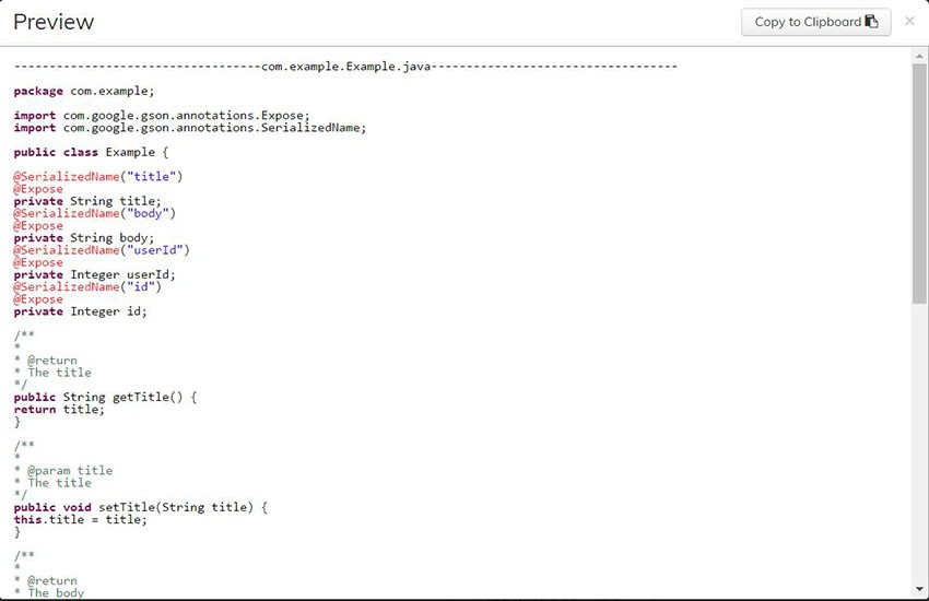 jsonschema2pojo output