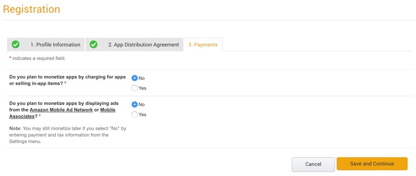 Amazon Appstore - Amazon Developer Console Monetization Settings